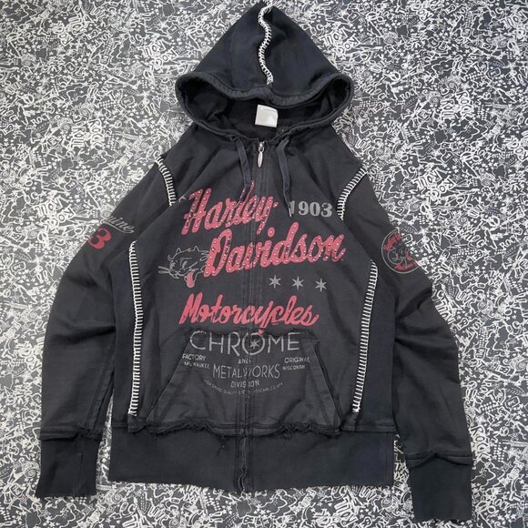 Harley-Davidson Sweaters - Rare Y2K Harley-Davidson studded zip-up hoodie (women’s large)